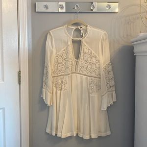 Free people ivory tunic/dress with lace detail